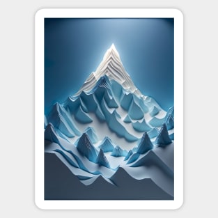 Super Minimalistic Paper quill Carving of cool ethereal Mount Everest with only shades of blue ! Sticker